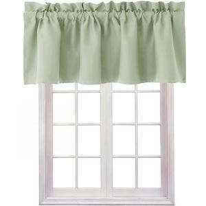 Hiasan Valance Curtains for Kitchen Blackout Thermal Insulated Solid Window Curtain Valance, Seafoam Green, 42 x 18 Inches, 1 Panel