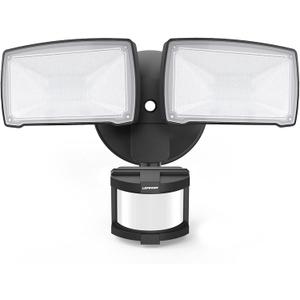 LEPOWER LED Security Lights Motion Sensor Light Outdoor, 30W 3200LM Motion Security Light, 5500K, IP65 Waterproof, 2 Head Motion Detector Flood Light for Garage, Yard, Porch, Black (Not Solar Powered)