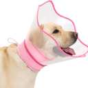 Soft Dog Cone Collar After Surgery,2-in-1 Adjustable Sponge Recovery Collar to Stop Licking Biting Wounds, Pet Elizabethan Dog Cone Alternative with Shield, M