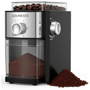 Rounexes Burr Coffee Grinder Electric, Coffee Beans Grinder for Home Use, Burr Mill Grinder with 17 Precision Settings– for Espresso, Pour Over & Cold Brew