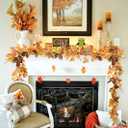 DearHouse 2 Pack Maple Leaf Vine Garland, 6.5 Ft/Piece Artificial Autumn Foliage Thanksgiving Decor for Home Wedding Fireplace Party Christmas