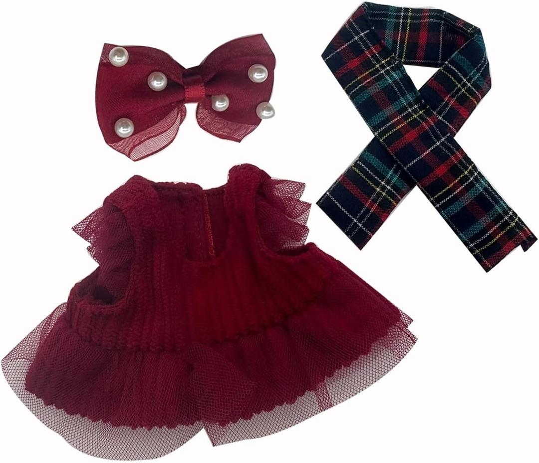 2 x Clothes for Labubus Doll Cute Outfits for La Bubu Keychain Dolls,Kawaii Dress Up Clothing for 17cm Labubus Doll for Birthday Gifts (No Doll)(Red 1)