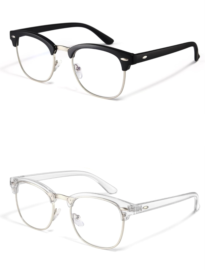 racico Computer Blue Light Blocking Glasses Blue Light Glasses Men Women, Anti Blu-Ray Clear Gaming Glasses Lenses, 2 packs