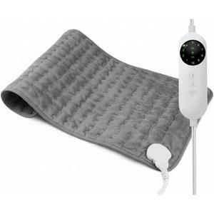 Heating Pad, Electric Heating Pad 30"X15" for Back Neck Shoulder Belly Heating Technology, Ultra-Soft Moist & Dry Therapy Heat Pad with 10 Temperature Settings 3 Timer, Automatic Switch-Off, Grey