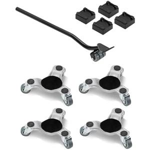 VEVOR Furniture Dolly, 4 Pack 6-Inch Steel Tri-Dolly with 360° PP Swivel Wheels and Non-Slip Cap, 3 Wheels Furniture Lift Mover Tool Set for Moving Heavy Furniture Refrigerator Sofa