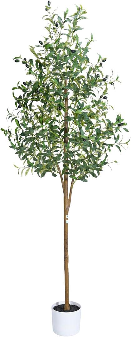 Olive Tree 6FT Fake Tree Faux Plants Indoor with Pot Artificial Tree Nearly Natural Olive Branches and Fruits for Living Room Home Office Decorations