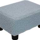 CAROLMADE Small Foot Stool Ottoman Footstool with Legs Under Desk Footrest for Living Room Bedroom and Office, Soft Blue (11"D x 15.4"W x 8.3"H)