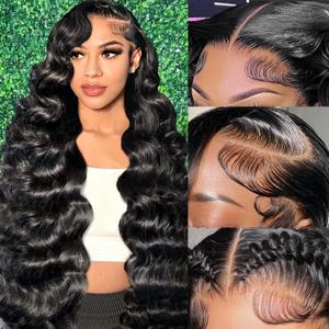 13x6 Body Wave Lace Front Wigs Human Hair Pre Plucked HD Transparent Lace Frontal Wigs Human Hair 180% Density Glueless Human Wigs with Baby Hair for Women 26 Inch
