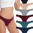 ANZERMIX Women's Breathable Cotton Thong Panties Pack of 6 (M)