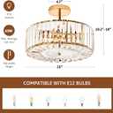 VONLUCE Crystal Light Fixture, Modern Semi Flush Mount Ceiling Light, 15" Round 4-Light Crystal Chandelier Hallway Lighting for Kitchen Bedroom Living Room Dining Room Entryway Closet, Gold