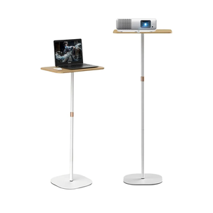 Small Laptop Standing Desk, Adjustable Height Pedestal Side Table with Wooden Top, Portable Tall End Table Workstation, Stand-Up Desk for Bedside, Couch, Sofa, Living Room, Bedroom, Home Office, White