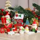 3 x Lulu Home 24 Pcs Christmas Decorative Crafts Kit, Resin Miniature Snowman Tree Snowflakes Gift Box Santa Figurines & House Ornaments for Snow Globes DIY Xmas Accessories