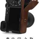 Megagear MG1808 Ever Ready Leather Camera Half Case Compatible with Sony Alpha A6600 - Dark Brown