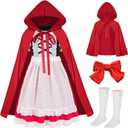 EBYTOP Halloween Costume for Kids Girls, Red Mini Dress With Cape and Accessories (3T(3-4yr))