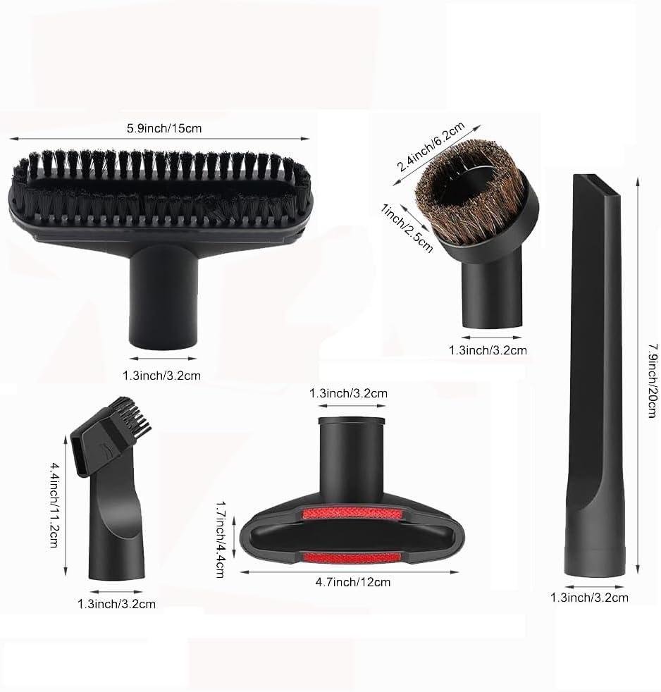 7 PCS Universal Vacuum Attachments for Shop Vac Accessories - 2 1/2" to 1 1/4" Vacuum Hose Adapter, 1 7/8" to 1" Adapter for Shop Vac, 1 1/4" Household Cleaning Vacuum Brush Attachment Kit
