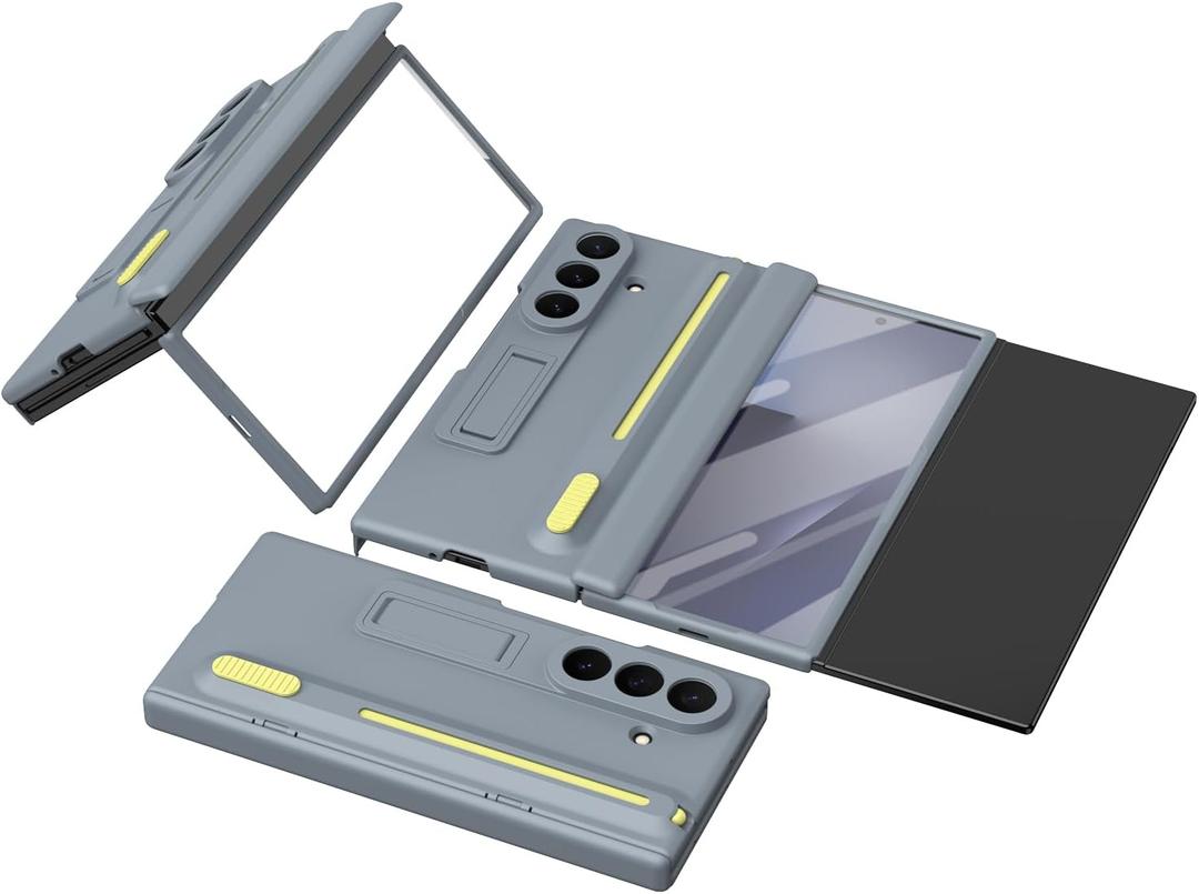 for Samsung Galaxy Z Trifold Case with Built-in Screen Protector and S Pen, Full-Body Shockproof Protective Cover with Kickstand for Samsung Z Trifold 5g Phone Case Shell (Gray)