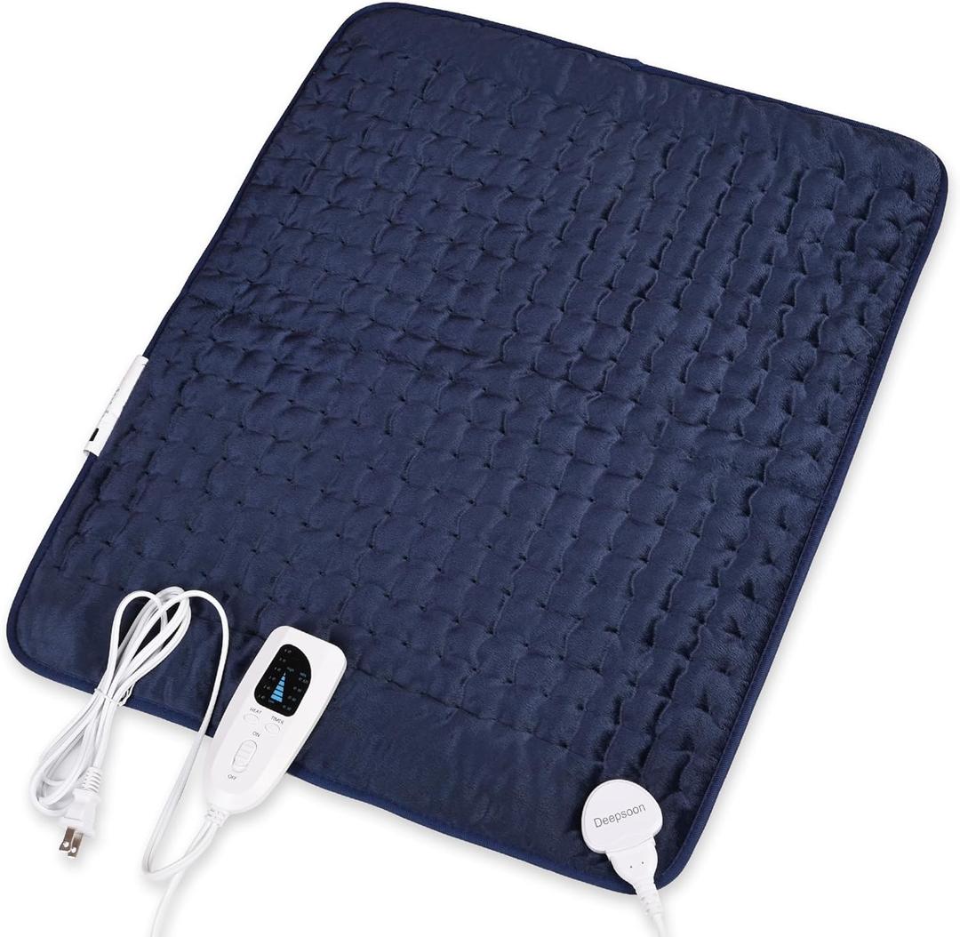 Deepsoon Heating Pad, Electric Heating Pads for Back, Neck, Abdomen, Moist Heating Pad for Shoulder, Knee, Arms, Legs, Dry/Moist Heat & Auto Shut Off, Christmas Gifts for Men and Women, Dark Gray,24x20 Inch