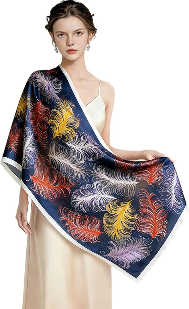 Shawl Wraps for Women Lightweight Hijab Large Beach Scarf Pashmina Silky Satin Headscarf Long Sunscreen Scarves