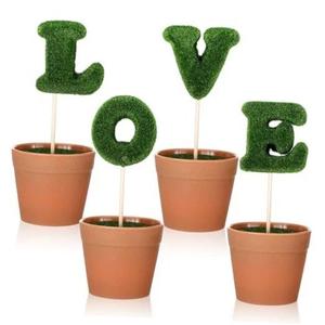 Set of 4 Valentine's Day Decorations L-O-V-E Letter Shaped Fake Topiary Trees
