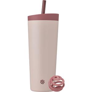 BlenderBottle 2-in-1 Insulated Stainless Steel Shaker Tumbler, Swig Leakproof Lid, Straw, Blender Ball, BPA Free, For Protein Shakes, Smoothies, And Pre Workout, 24 oz, Red/Tan (Sahara Sunset)