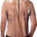 Goodstoworld Unisex 3D Fake Abs T Shirts Shredded Chest Printed Short Sleeve Costume Novelty Tees Shirt (XL)