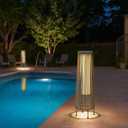 TRIROCKS Outdoor Floor Lamp 2 Piece Solar Powered Lantern Wicker Solar Patio Lamp with Olifen Rope Waterproof Rattan Outside Solar Deck Light for Patio Garden Lawn Yard (Grey)