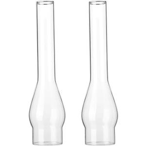 Lewtemi 2 Pcs 3 Inch Base by 14 Inch Oil Lamp Chimney Kerosene Lamps Shade Oil Lamp Glass Replacement for Miniature Kerosene Lamps