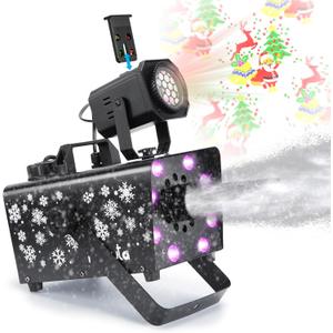 Hakuta Upgraded 800W Snow Machine with 8 LED RGB Lights, LED Projection, and 2 Wireless Remotes, Perfect for Christmas, Halloween,Parties, Wedding and DJ Stage