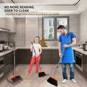 2-Pack is More economical,Upgraded Broom and Dustpan,with 52" Long Handle, Dustpan Teeth with self-Cleaning Function, Indoor and Outdoor Sweeping, Perfect for Home Office (Large Size/Orange /2-Pack)