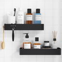 Kitsure X-Large Shower Caddy - 2 Pack Adhesive Shower Organizer, Rustproof Stainless Steel Shelves, No-Drill Bathroom Organizers and Storage, Black
