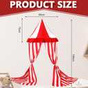Preboun 4 Pcs Carnival Circus Tent Decor Backdrop 6 x 3 ft Red and White Indoor Reading Nook Hanging Party Decoration Canopy for Home Outdoor Circus Festive Birthday Candy Theme Party Photography, 10.6"W x 14.2"L