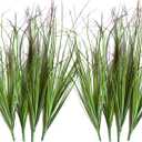 VANTREE 8PCS Artificial Plants, Shrubs Wheat Grass Greenery Stems for Home Decor, Fake Tall Grass Plant for Outdoor Indoor Decor