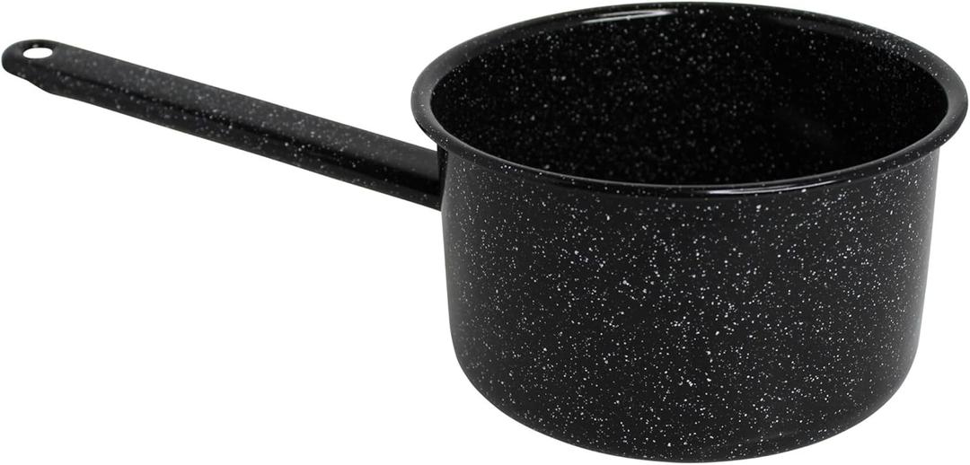 MIRRO 1.25qt Enamel Saucepan, Black (1.3 Quarts)
