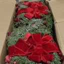 18 Pcs Small Christmas Wreaths Real Touch 9.8 Inch Mini Kitchen Cabinet Wreaths with Bow Ribbon, Artificial Cedar Greenery & Berries for Xmas Front Door Window Fireplace Farmhouse Holiday Decoration