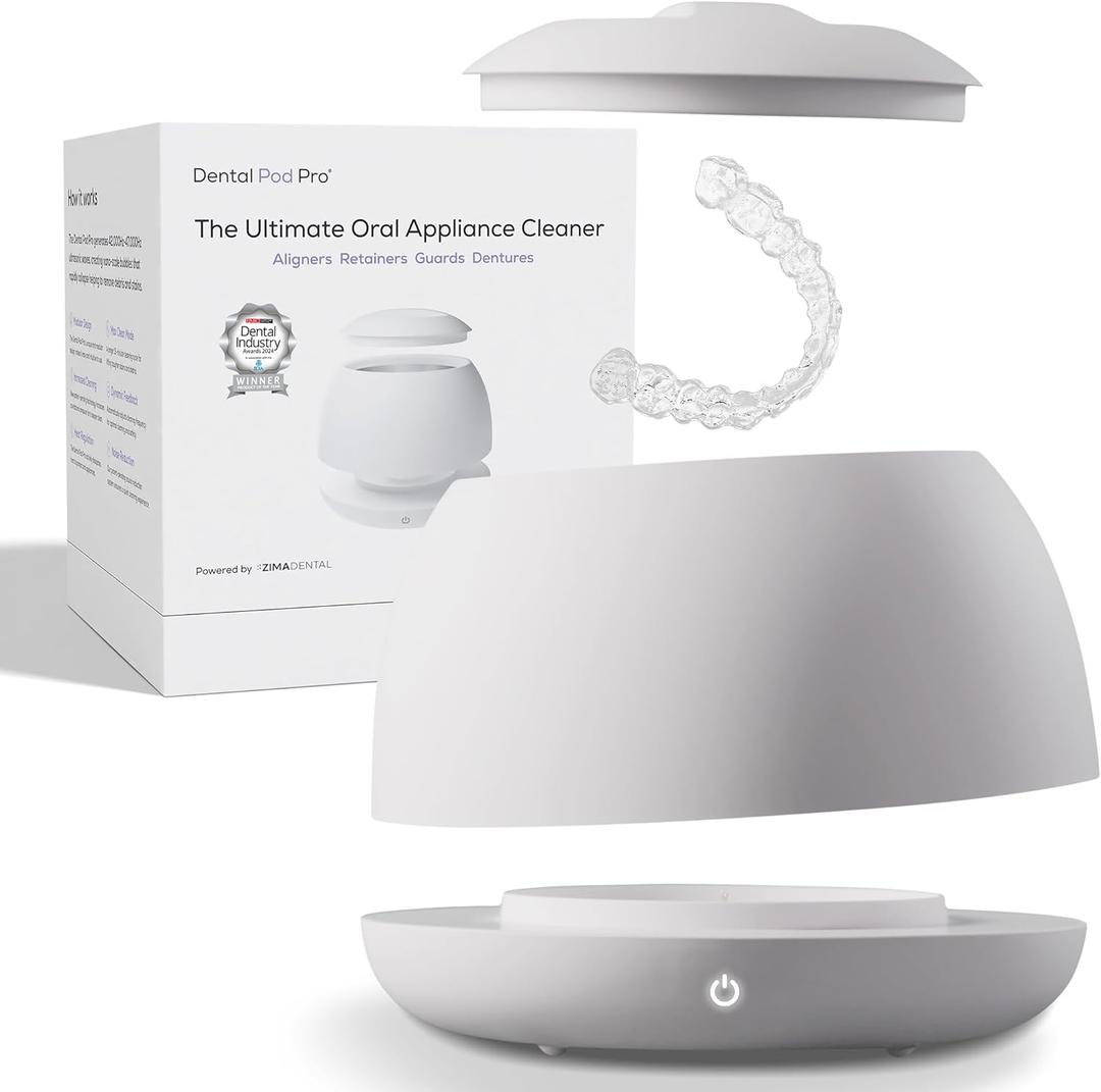 Zima Dental Pod PRO: New Ultrasonic Retainer Cleaner Machine. Market-Leading, Best Aligner Cleaner, Nightguard Cleaner, Mouth guard Cleaner, Denture Cleaner, Ultrasonic Cleaner for Oral Dental Care (Arctic White)