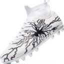 Kids Soccer Cleats Boys Girls Training Football Cleats Youth High-top Soccer Shoes for Little/Big Professional Athletic Outdoor Football Shoes (White)