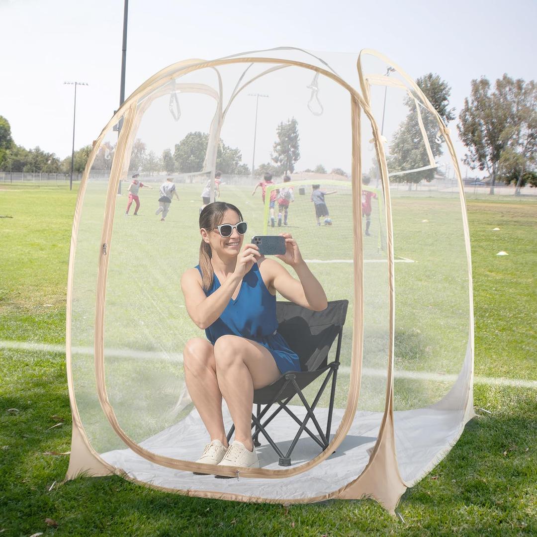 EighteenTek Pod All Weather Sports Tent with Attached Floor, Instant Outdoor Bubble Tent, Rainproof Camping Sun Shelter for Sports Events Camping Fishing Cheering, 1-4 Persons