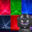 Moving Head DJ Light Party RGBW LED Beam Lights DMX 512 Strobe Light with Sound Activated 360°Rotation Stage Lighting Equipment for Events DJ KTV Disco Wedding Concert Festival