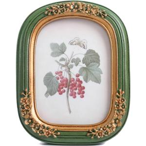 SIKOO 2.5x3.5 Vintage picture frames Small Wallet Size Picture frames Wall Mount and Tabletop Vintage Wall Decor Green and Gold