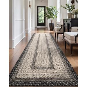 LUMI 3x7 Runner Rug Non Slip for Hallway, Natural Rustic Carpet No Shedding, Farmhouse Braided Area Mat Indoor High Traffic for Living Room, Entryway, Kitchen, Laundry
