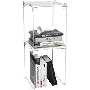 Neudeco Pack 2, Mesh Locker Shelf, Stackable Extra Tall Locker Organizer, Collapsible and Metal Mesh Build, Fits Standard Size, Suitable for School, Work, Kitchen, Bathroom (White)