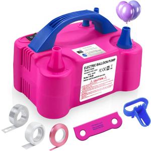 Electric Balloon Pump,110V 600W Portable Dual Nozzles Balloon Pump,Air Pump Balloon Blower for Party Decorations with Tying Tool (Small, Red)