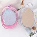 3 x Buminee Clear Display Pouch with Detachable Keychain, Waterproof Storage Case for Stuffed Dolls, Lipstick, Keychains & Charms, 7'' Tall Clear Organizer Bag for Figures/Accessories-White 1 Pack