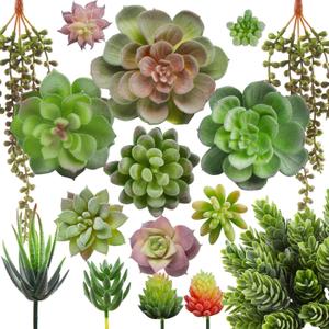 FOIMAS Artificial Succulent Plant,16pcs Large Faux Flocked Succulent Decor for Floral Wall Garden Arrangement Home Office Decoration, Unpotted