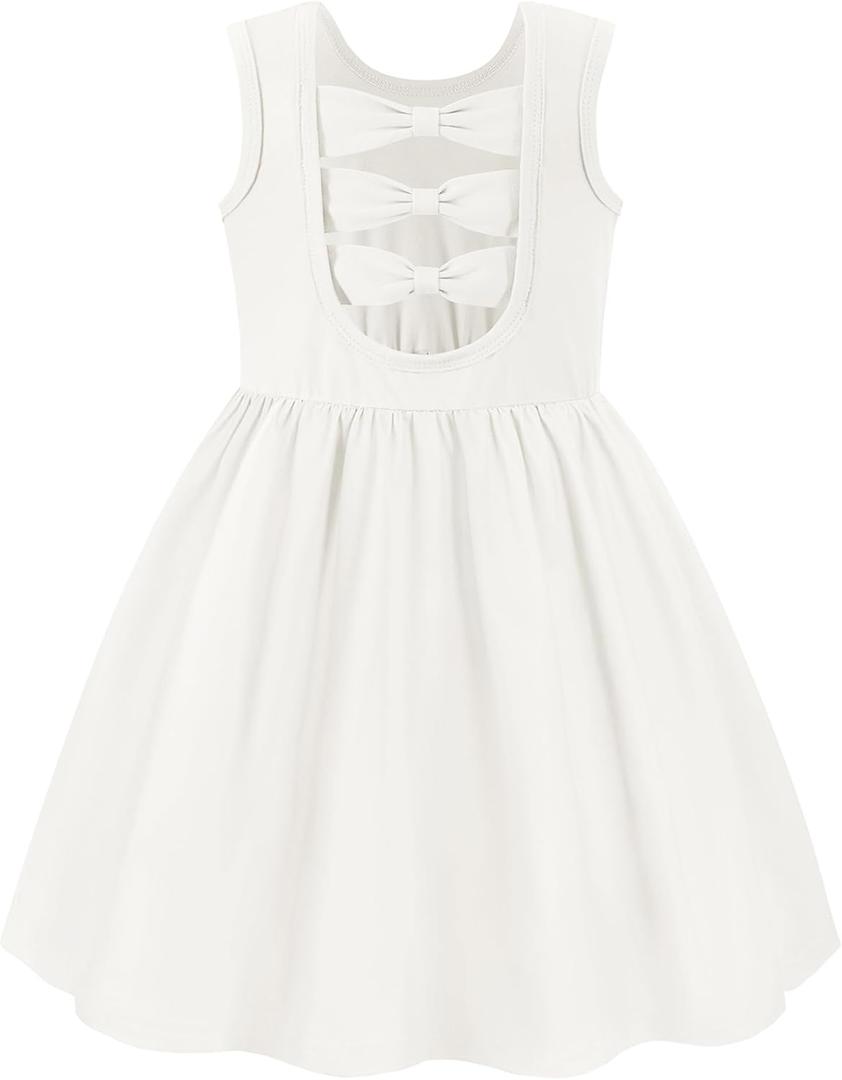 Arshiner Toddler Girls Summer Dress Back Bowknot Sleeveless Twirly Casual Beach Party Sundress with Pockets (3, White) Arshiner Toddler Girls Summer Dress Back Bowknot Sleeveless Twirly Casual Beach Party Sundress with Pockets (3, White)
