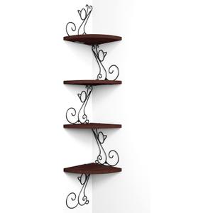 Alsonerbay Corner Shelf Wall Mount, 4 Tier Floating Shelves for Wall, Easy-to-Assemble Wall Shelves Rustic Wood Decor for Bedroom Living Room Bathroom Kitchen Office, Walnut Finish