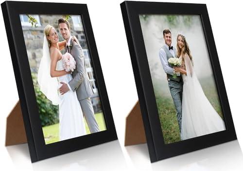 PECULA 2 Pack 4x6 Picture Frame, Black Picture Frame for Wall and Tabletop Display, Photo Picture Frame with Clear Display