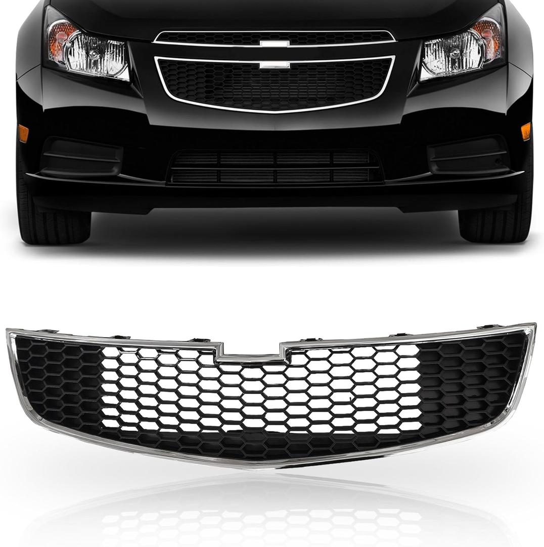 PartsFlow Front Bumper Grille Lower Black Grill With Chrome Trim For 2011 2012 2013 2014 Chevrolet Chevy Cruze GM1200624 95225615 PartsFlow Front Bumper Grille Lower Black Grill With Chrome Trim For 2011 2012 2013 2014 Chevrolet Chevy Cruze GM1200624 95225615