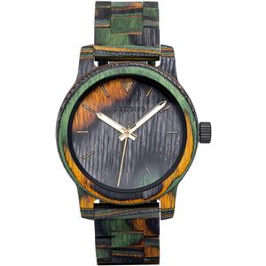 BOBO BIRD Men Wooden Watch Fashion Quartz Analog Wristwatch Colorful Handmade Wooden Watches for Men (Green-Wood)