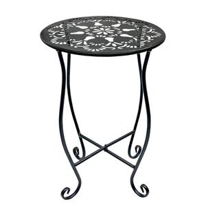 Arbuxzuy 17" Tall Round Metal Outdoor Side Tables for Patio, Decorative Black Flower Pot Stand, Rustproof Potted Holder, 120 lbs Load Capacity